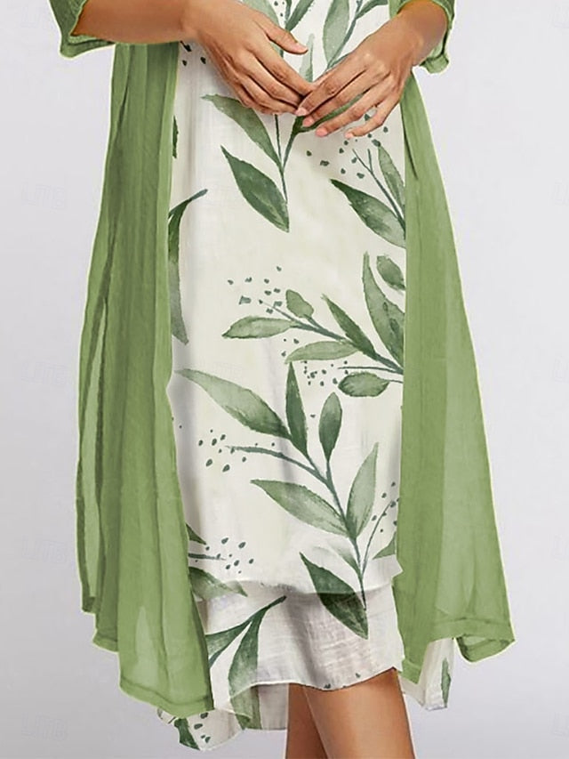 Women's Dress Set Summer Dress Casual Floral Print Midi