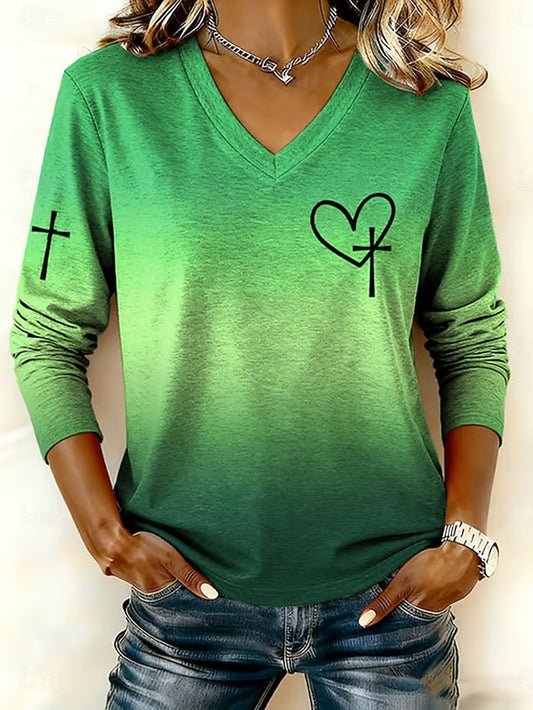 Women's T Shirt Print Heart Graphic Vintage Stylish Classic