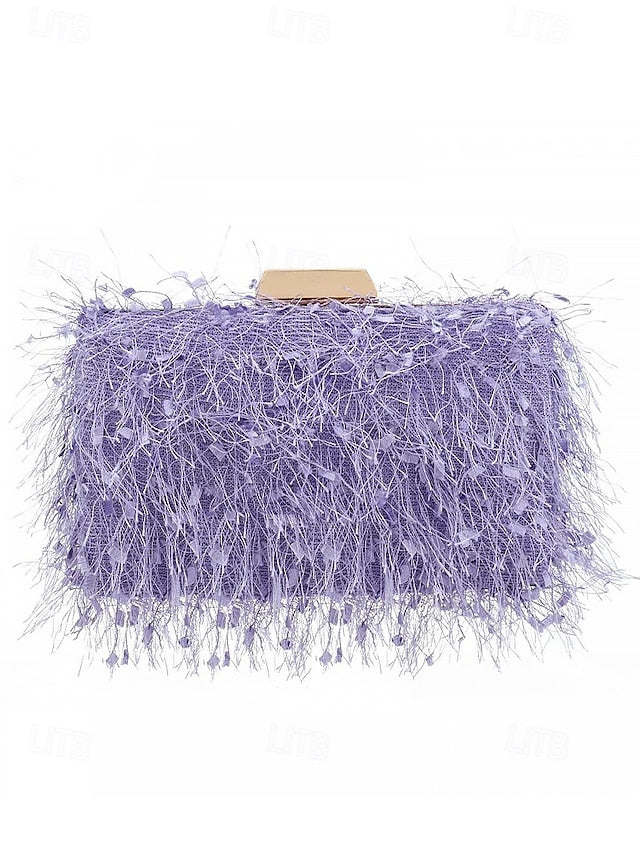 Chain with Strap Women's Feathered Chic Clutch Evening