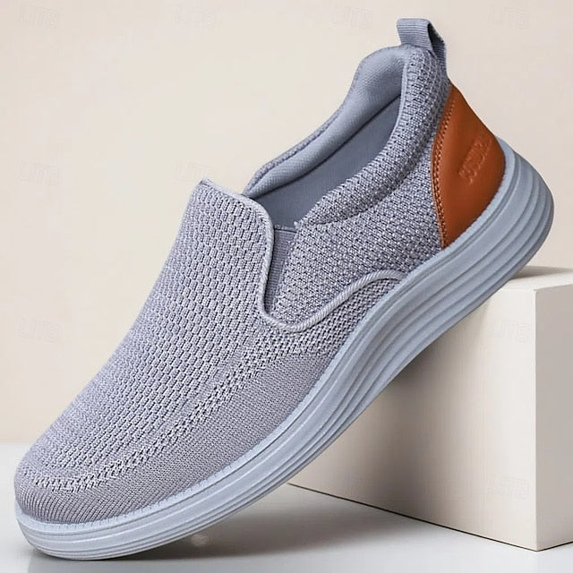 Men's Stretch Navy Slip-On Breathable Sneakers – Knit