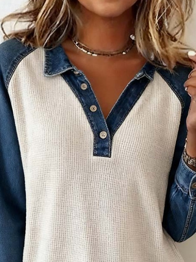 Women's Blouse Plain Vintage Stylish Long Sleeve Shirt