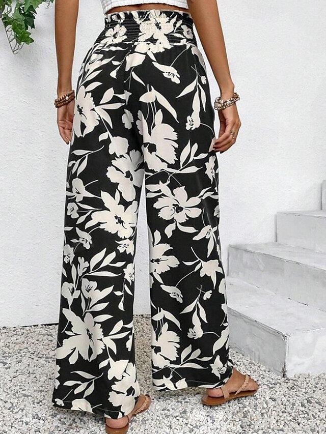 Women's Slacks Pants Trousers Boho Full Length Natural