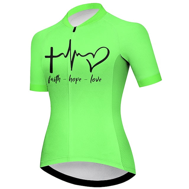 Women's Cycling Jersey Heart Graphic Funny Short Sleeve