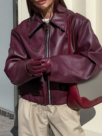 Leather Zipper Warm Faux Women's Comfortable Jacket Pocket