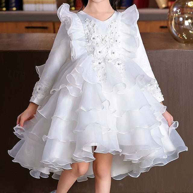 Flower Girls' Dress Kids Long Special Party Sleeve Wedding