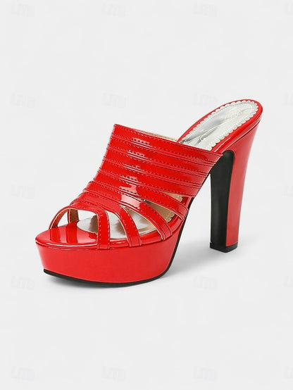 Mule Platform Women's Heels White Strappy - Open-Toe