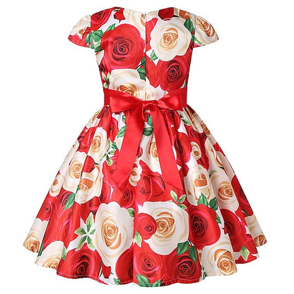 Dress Short Sleeve Flower Kids Girls' Party Floral