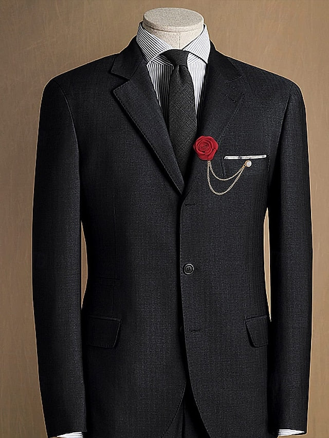 Lapel Elegant Pin – Red Men's Chain with Gold Rose