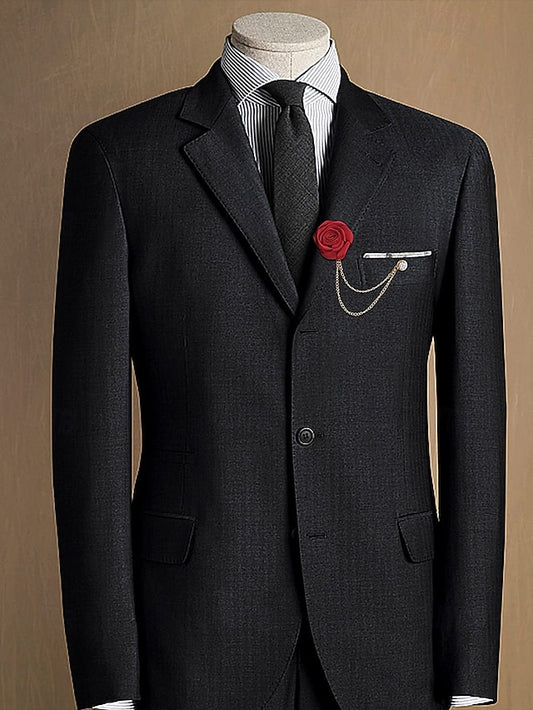 Lapel Elegant Pin – Red Men's Chain with Gold Rose