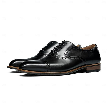 with Shoes Wingtip Oxford Men's Genuine Light Leather Brown