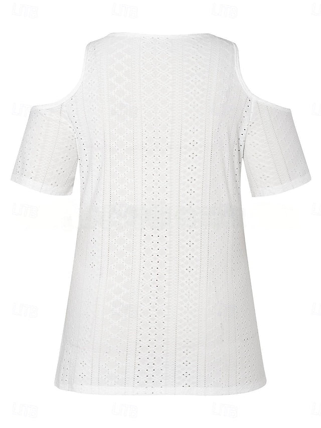Women's Blouse Lace Patchwork Solid Color Stylish Casual