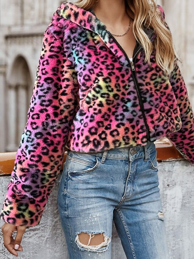 Faux Comfortable Fur Coat Jacket Hoodie Women's Warm