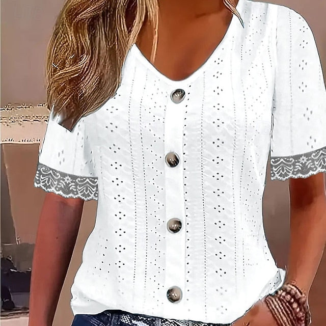 Women's Lace Splicing Top Summer Tops Blouse Dressy Tops