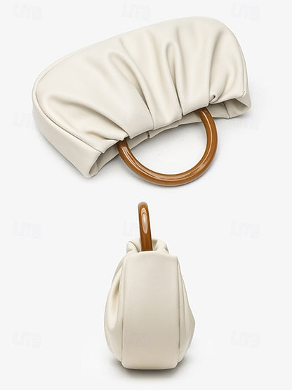 Leather Pleated with Faux Acrylic Women's Bag Tote Clutch