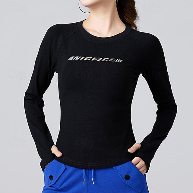 Women's Running T-Shirt Gym Shirt Sports Top Long Sleeve