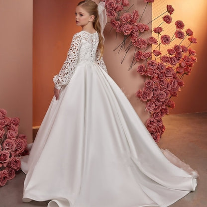 First Dress Communion Solid Girl Flower Girls' Kids