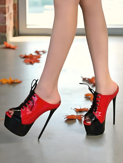 Patent Black Red Stiletto Leather and Women's Platform