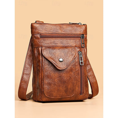 Leather Vintage Multi-Pocket Crossbody Women's Faux - Bag