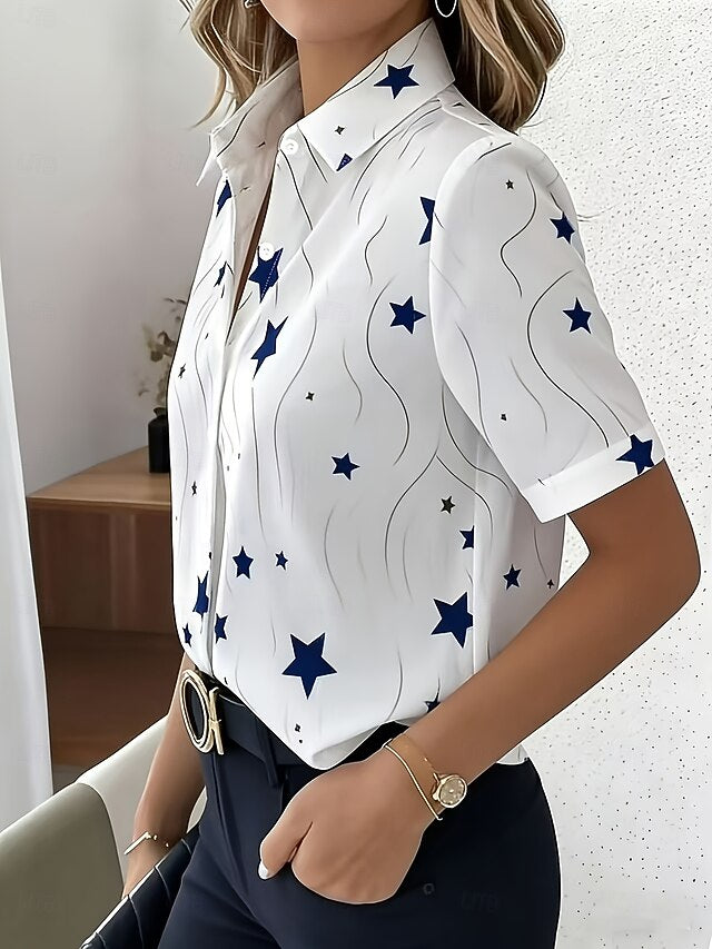Women's Shirt Graphic Star Striped Vintage Tropical Stylish