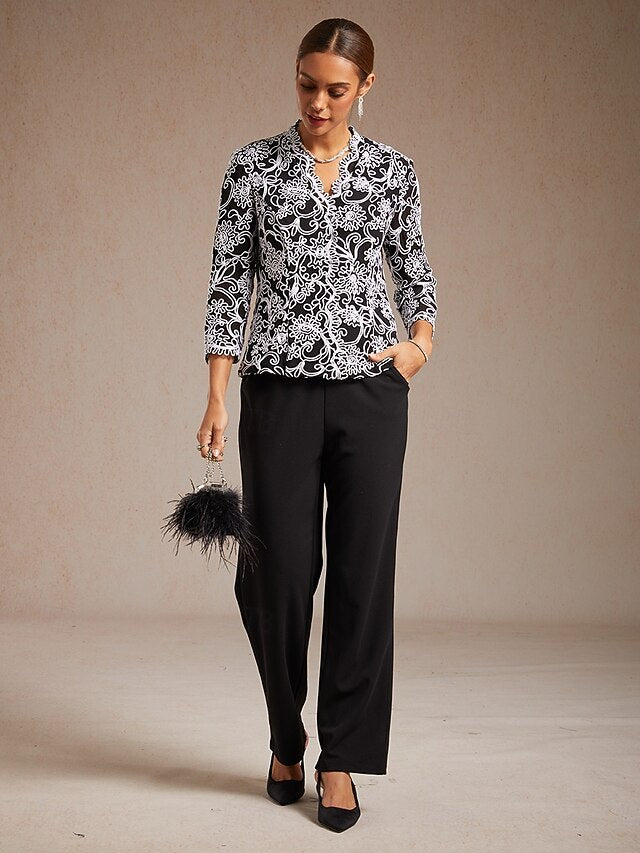 Women's Dressy Tops Twinset Elegant Lace Sequins Paisley