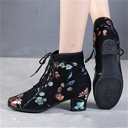 Black Comfortable for Lace-up Women Shoes – Floral Dance Low