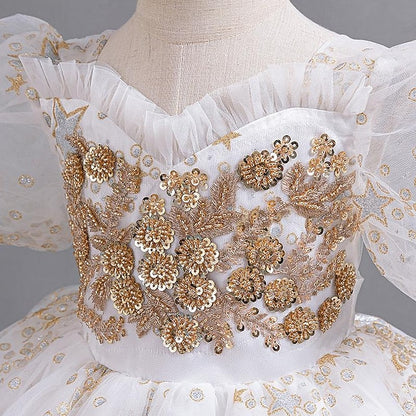 Kids Flower Girls' Party Dress Floral Sequin Girl