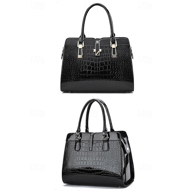 Faux - Croc Patent Women's Handbag Leather Burgundy