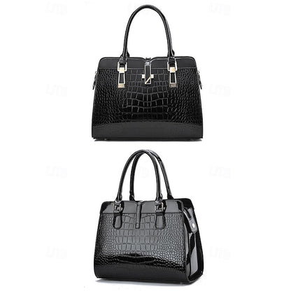 Faux - Croc Patent Women's Handbag Leather Burgundy