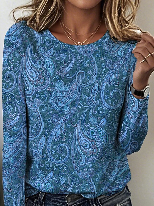 Women's T Shirt Print Floral Graphic Paisley Vintage