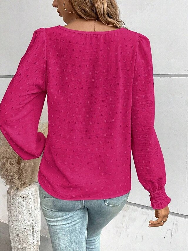 Women's Popover Shirt Casual Shirt Blouse Lace Patchwork