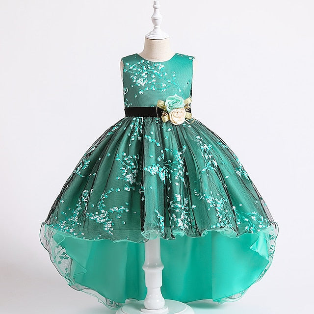 Floral Wedding Colored Sleeveless Solid Kids Dress Girls'