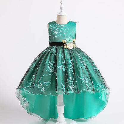 Floral Wedding Colored Sleeveless Solid Kids Dress Girls'