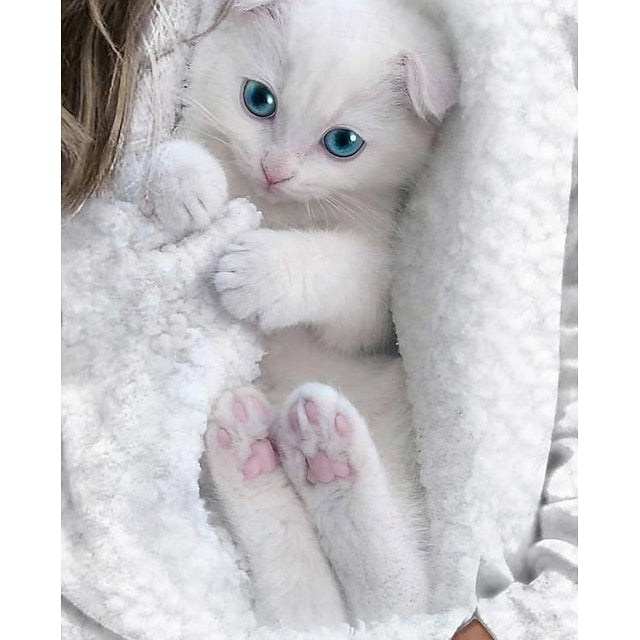 Women's Sweatshirt Pullover Cat Street Casual Sports Basic