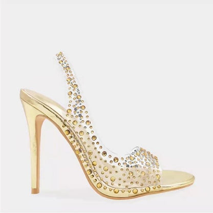 Rhinestone High Transparent Sandals Clear Women's – Heel