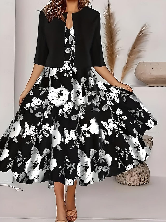 Women's Two Piece Dress Sets Midi Dress with Jacket Elegant