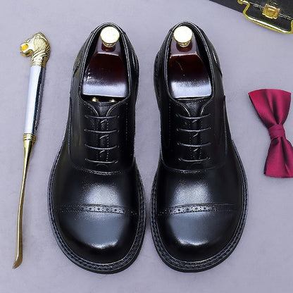 Cap First Shoes Oxford Leather Genuine Men's Toe