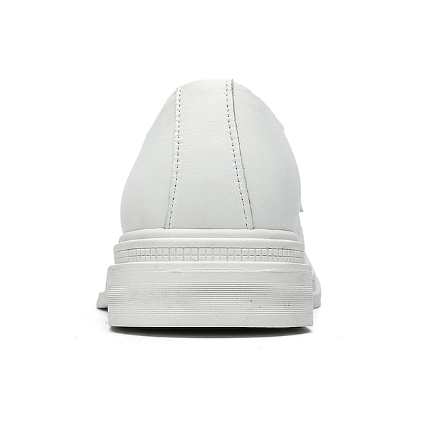 Men's Oxford Perforated with Shoes Leather Faux White