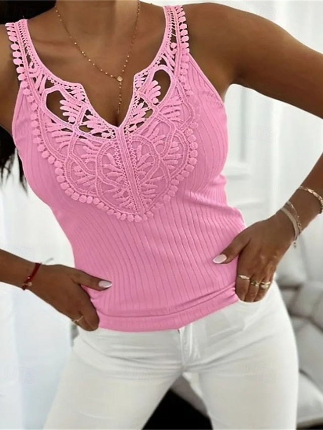 Women's Shirt T Shirt Lace Splicing Top Going Out Tops Lace