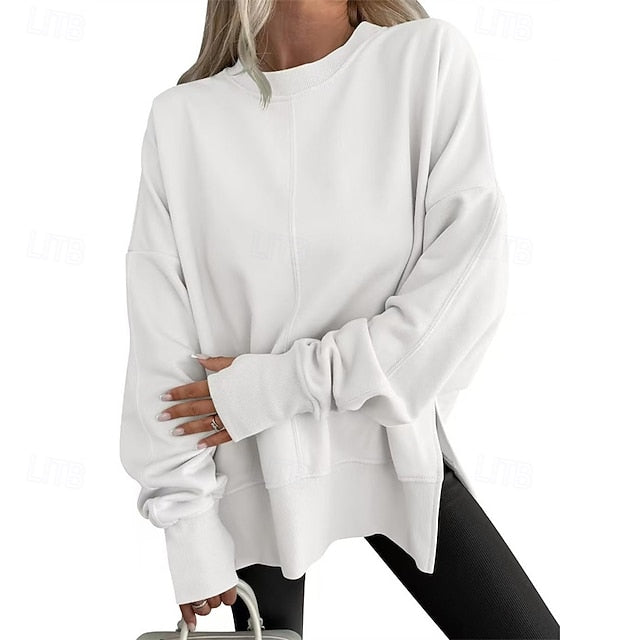 Women's Pullover Sweatshirt Plain Streetwear Casual Long