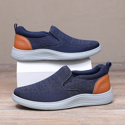 Men's Stretch Navy Slip-On Breathable Sneakers – Knit