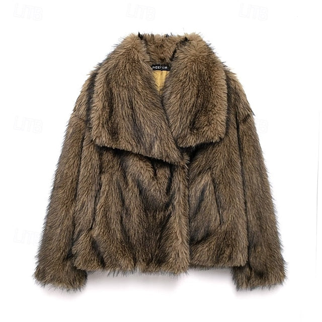 Furs Coat Pocket Faux Warm Women's Comfortable Fur
