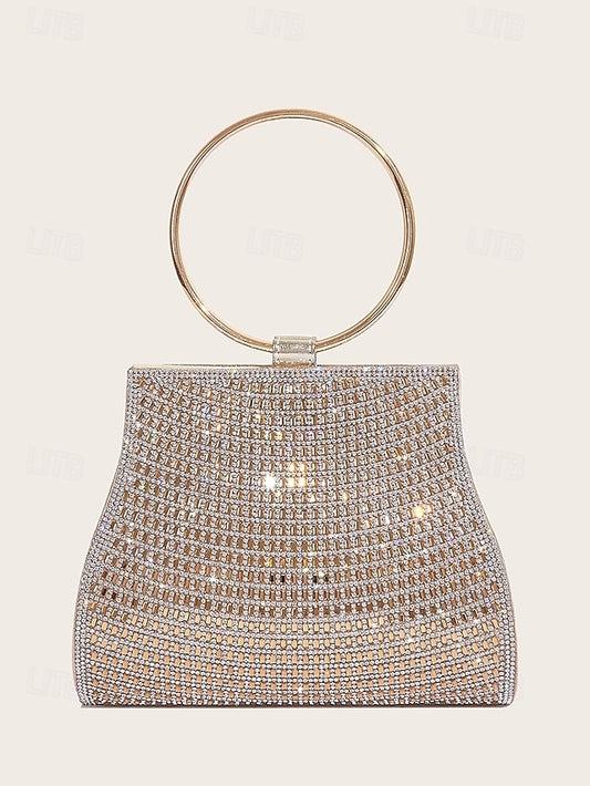 Handle Evening with Ring – Gold Crystal Elegant Clutch