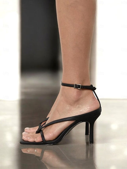 Women's – Strappy Stiletto Elegant White Sandals