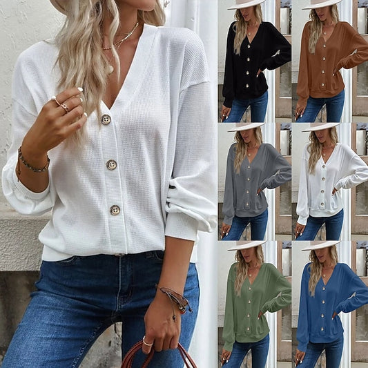 Women's Casual Shirt Button Up Shirt Blouse Patchwork