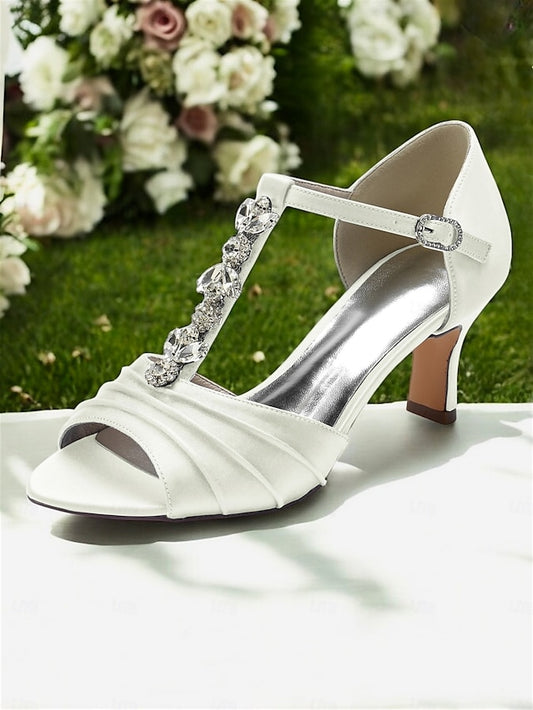 Detail Bridal White – with Crystal Open-Toe Satin Heels