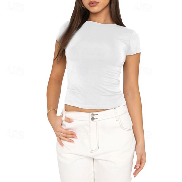 Multi Packs 3pcs Female Crew Neck Short Sleeve Black+white+grey