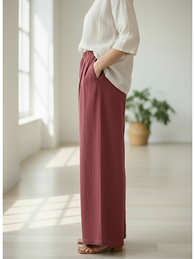 70% Linen Women's Linen Pants Culottes Wide Leg Wide Leg