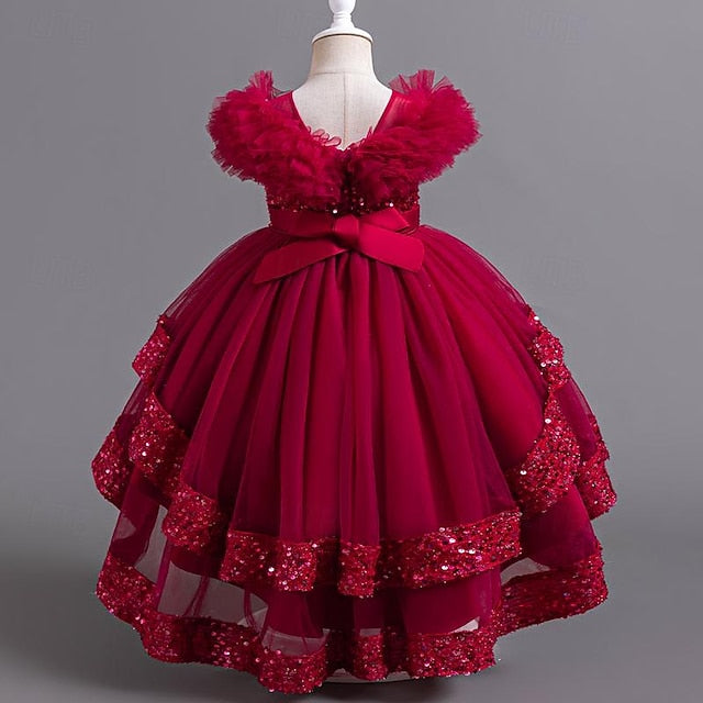 Sleeveless Flower Party Girls' Girl Sequin Kids Dress