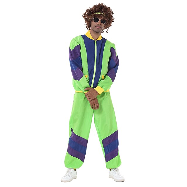 Retro Vintage 1980s Workout Outfits Cosplay Patchwork Fancy