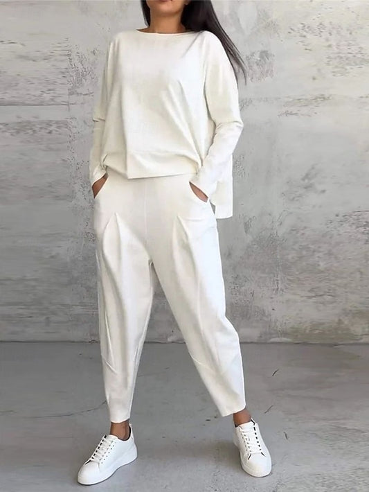 Women's 2 Pieces Sweatshirt Tracksuits Long Sleeve Crew